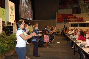 Die Kolleginnen von WAGGGS bei einer Ihrer Aktionen während der SBI-Sitzung